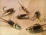 Two-Headed Stonester - Double Bead Head Golden Stone Fly Nymph [Pack of 6]