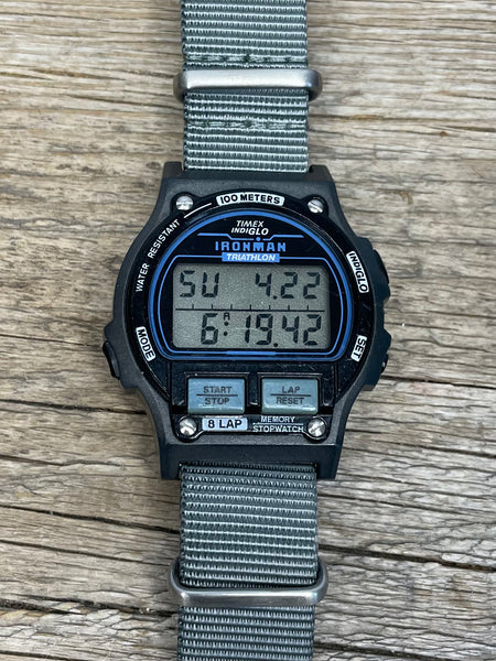Classic Men's Timex Ironman Watch - Blue/Black ⌚ Grey Nato Strap